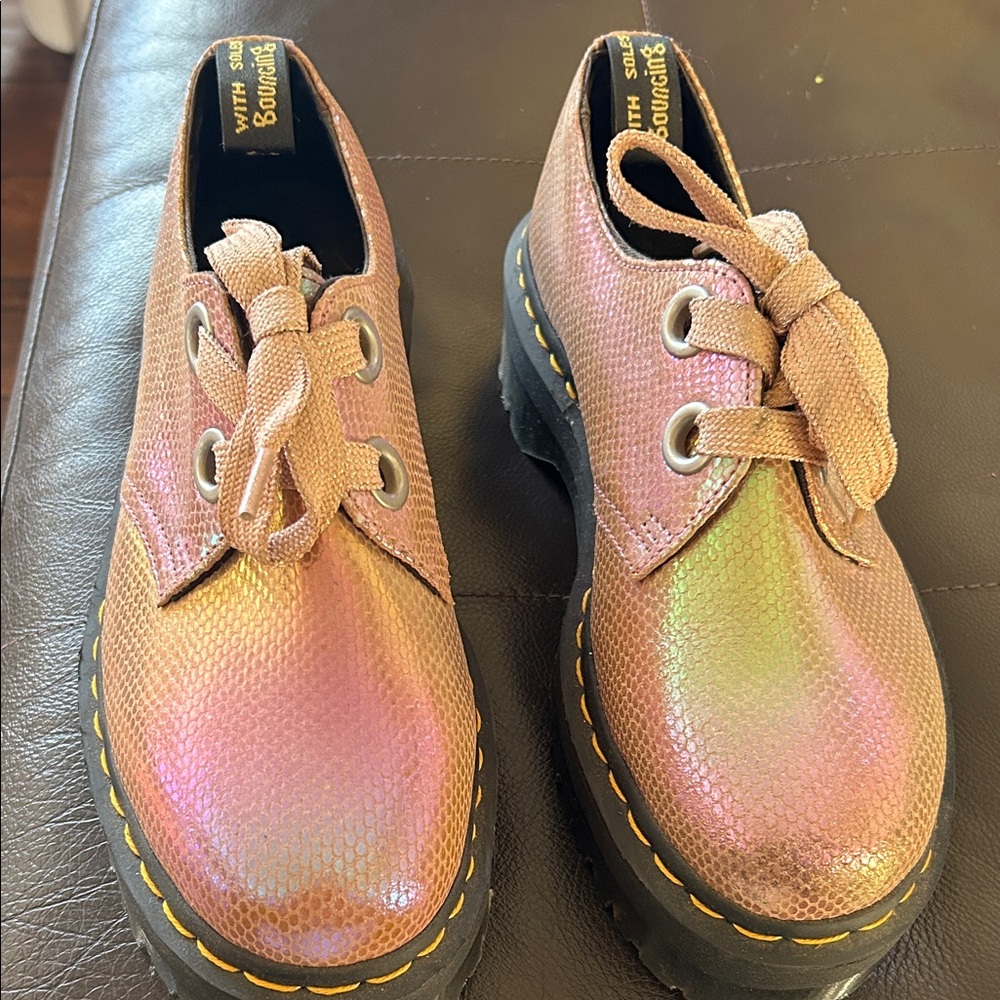 Dr. Martens Iridescent Pink Lace-Up Shoes - Picture 1 of 5